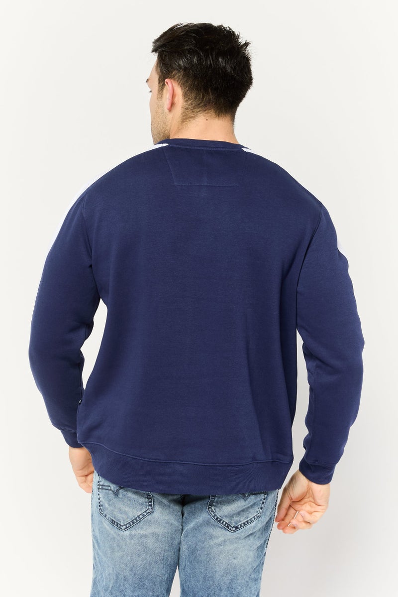 NAUTICA Men Crew Neck Brand Logo Long Sleeves Sweatshirt, Navy/White - Image 4