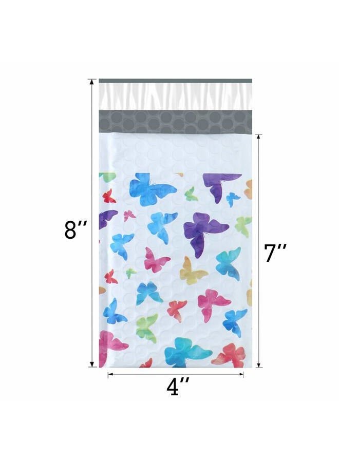 UCGOU Bubble Mailers 4x8 Inch Colorful Butterfly 50 Pack Poly Padded Envelopes Small Business Mailing Packaging Self Seal Waterproof Boutique Mail Shipping Bags for Jewelry Makeup Supplies #000 - Image 2
