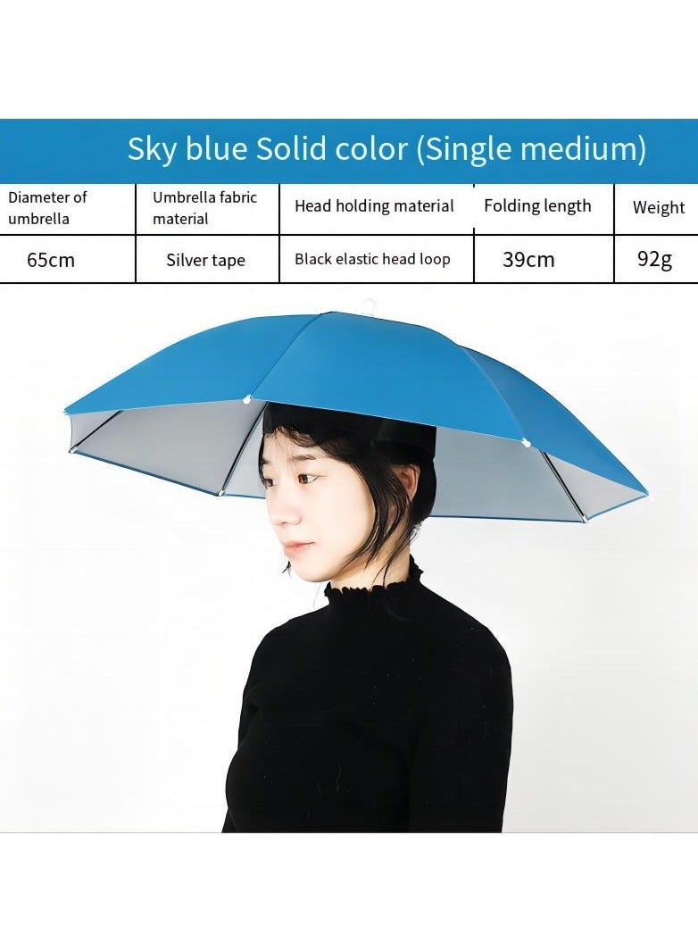 Generic Umbrella Hat Fishing Folding Adjustable Sun Rain Cap, Free Cap for Adults Children, Anti-UV Waterproof Headwear Gardening Golf Sunshade Outdoor