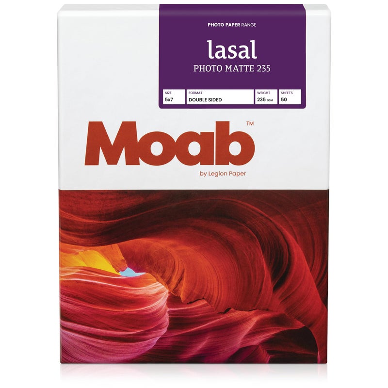 Moab Lasal Photo Matte 235 Fine Art Archival Inkjet Paper, 2-Sided Ultra-Smooth Bright White, Medium Weight 235gsm, 5 x 7 inches, 50 Sheets - Image 1