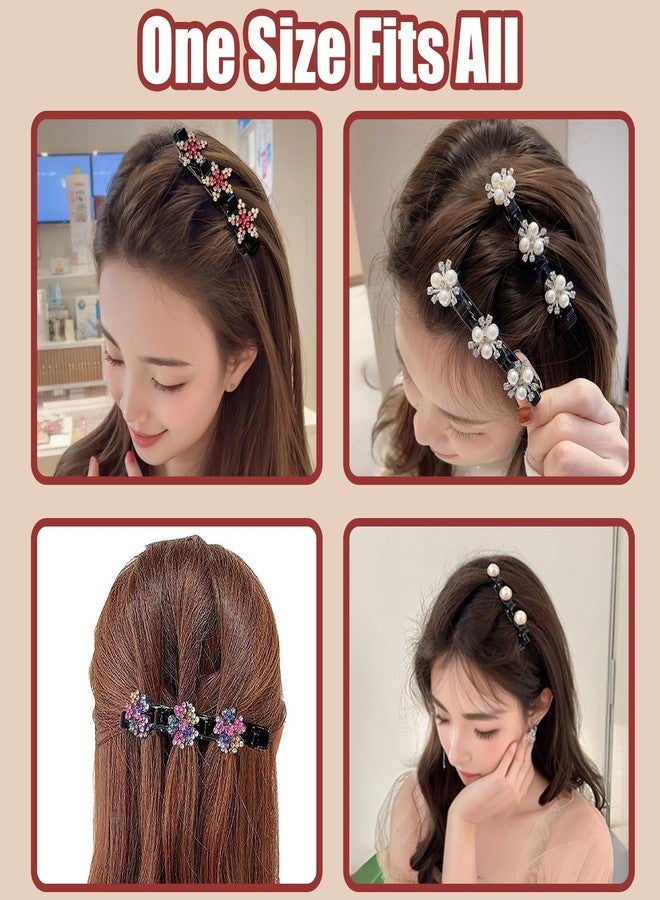 WATUNID 16PCS Sparking Crystal Stone Braided Hair Clips, Duckbill Clips for Hair with 3 Small Hair Barrettes, Shiny Rsvelte Rhinestone Flower Hair Clips for Women and Girls - Image 5