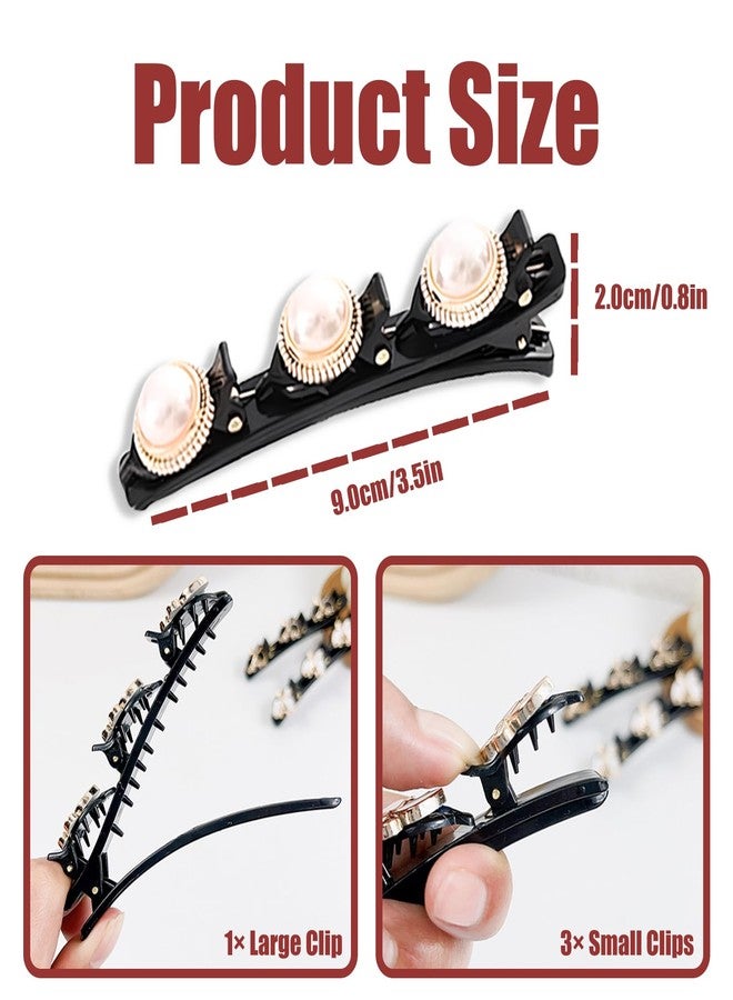 WATUNID 16PCS Sparking Crystal Stone Braided Hair Clips, Duckbill Clips for Hair with 3 Small Hair Barrettes, Shiny Rsvelte Rhinestone Flower Hair Clips for Women and Girls - Image 2