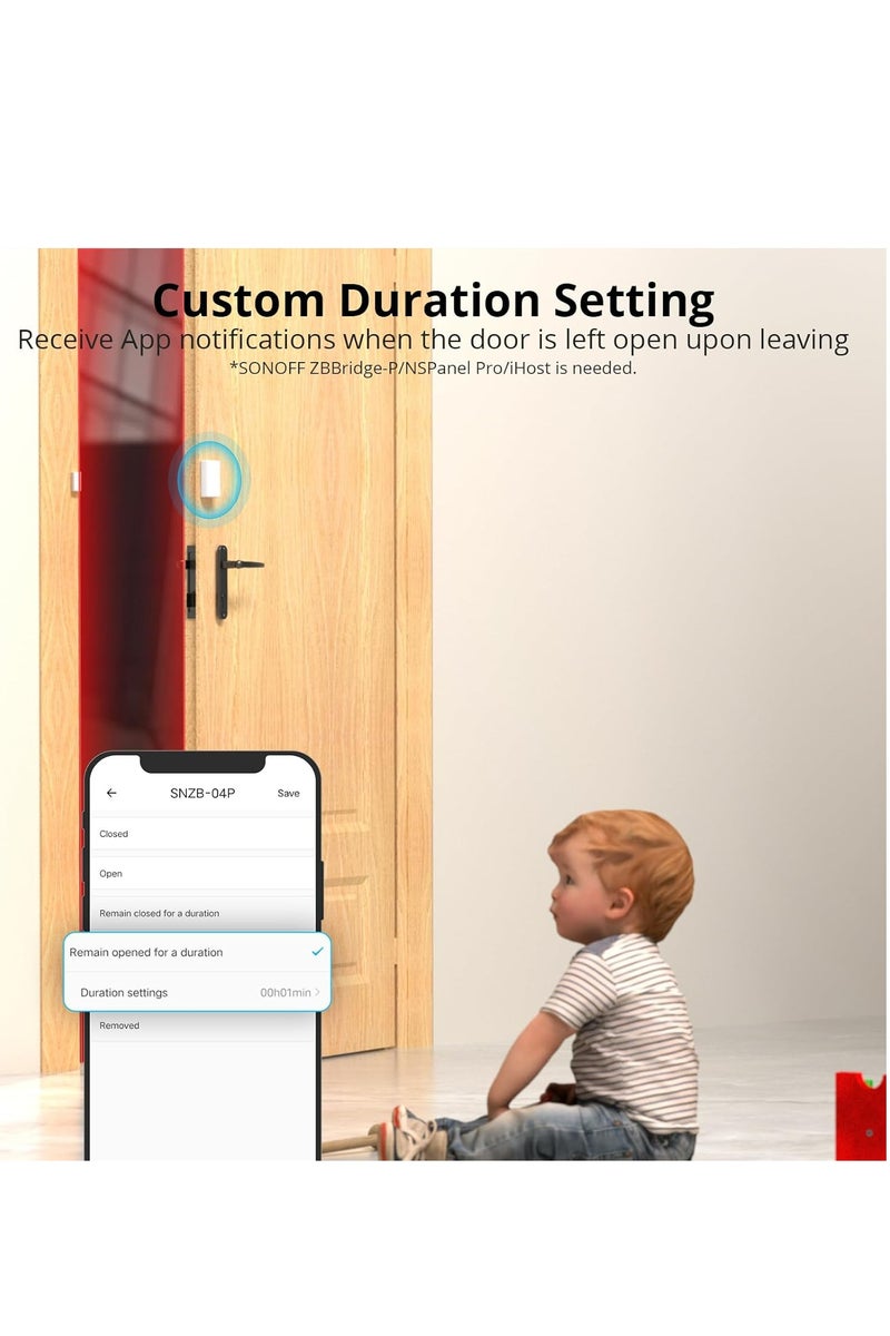 SONOFF SONOFF SNZB-04P ZigBee Wireless Door Window Sensor, Send Alert to Your Smartphone for Home Security, Compatible with Alexa/Google Home, SONOFF Zigbee Hub Required, Batteries Included 2 PCS - Image 5