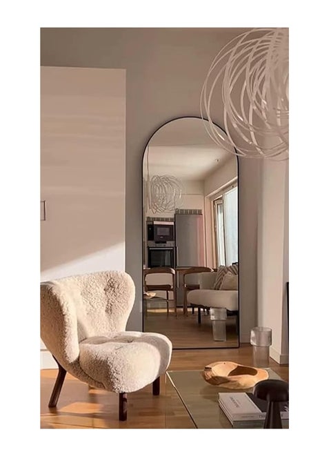Full Length Floor Mirror (70 x 150 cm), Large Standing Mirror with Arched Top, Stylish Decorative Mirror for Bedroom, Living Room, or Entryway. Full-Body Reflection, Leaning or Wall-Mounted, Modern Arched Design with High-Quality Aluminum Alloy Frame, Elegant Home Décor Mirror for Hallway and Dressing.