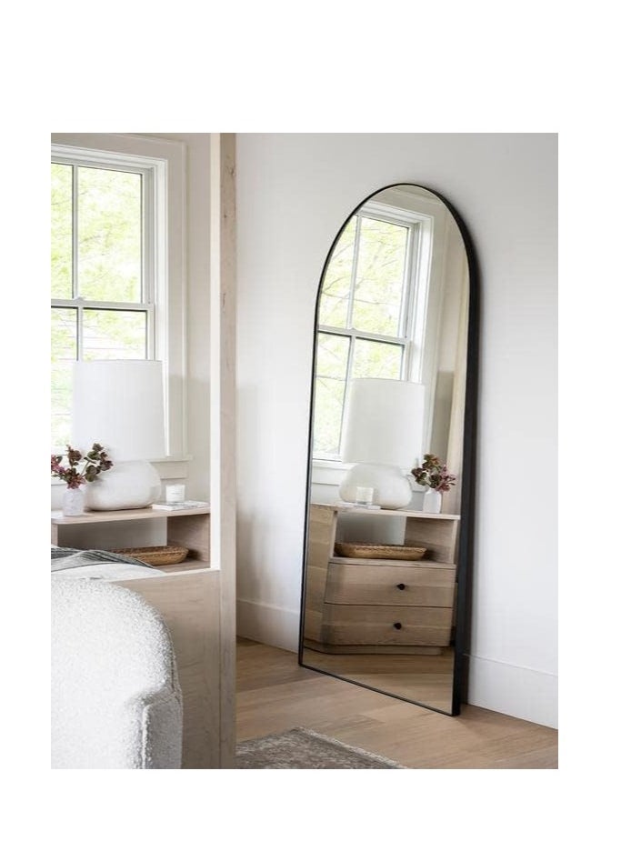 Vparty - Full Length Floor Mirror (70 x 150 cm), Large Standing Mirror with Arched Top, Stylish Decorative Mirror for Bedroom, Living Room, or Entryway. Full-Body Reflection, Leaning or Wall-Mounted, Modern Arched Design with High-Quality Aluminum Alloy Frame, Elegant Home Décor Mirror for Hallway and Dressing. - Image 1