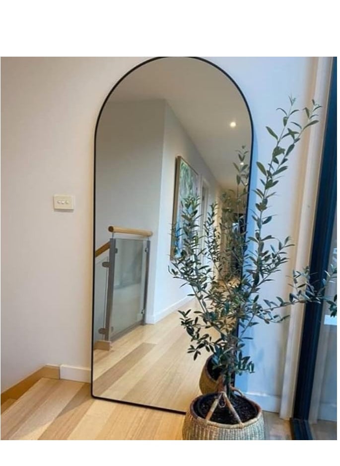 Vparty - Full Length Floor Mirror (70 x 150 cm), Large Standing Mirror with Arched Top, Stylish Decorative Mirror for Bedroom, Living Room, or Entryway. Full-Body Reflection, Leaning or Wall-Mounted, Modern Arched Design with High-Quality Aluminum Alloy Frame, Elegant Home Décor Mirror for Hallway and Dressing. - Image 1
