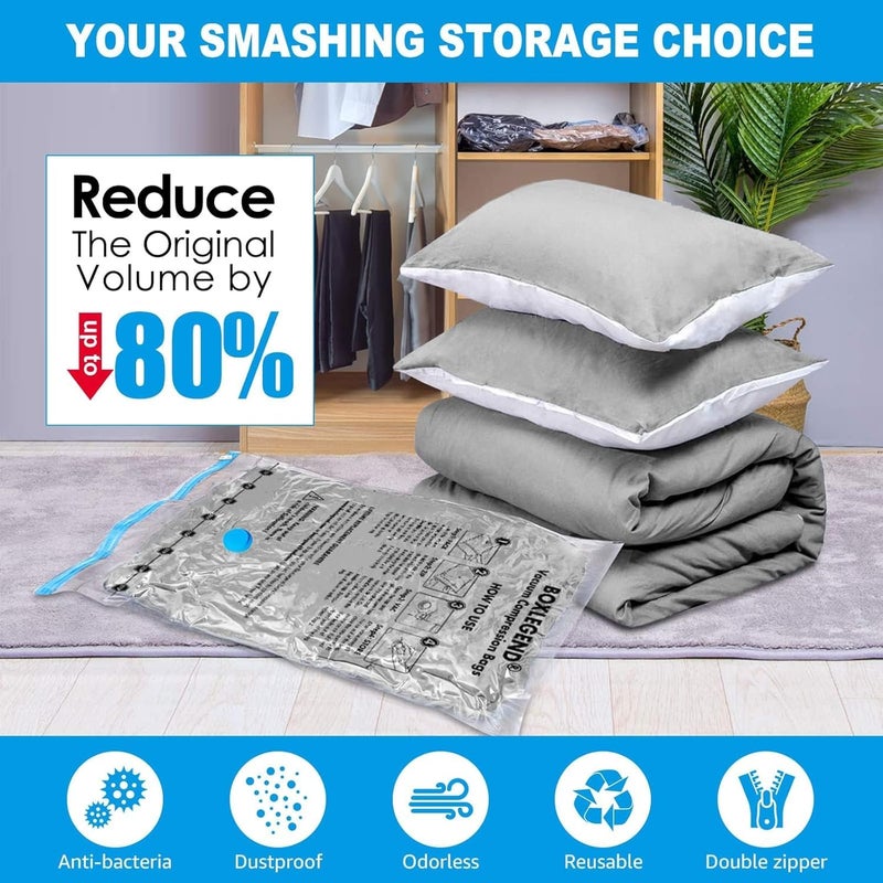 BoxLegend Vacuum Storage Bags with Large Size Hand Pump 8 Jumbo 31.5â€™â€™x39.37â€™' Thickened Vacuum Seal Bags for Clothing Space Saving Vacuum Pack Storage Bags for Pillow Comforters Bedding - Image 4