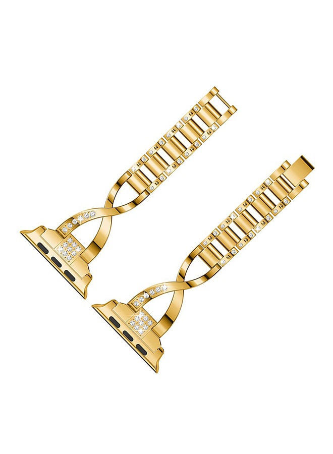 ISank Replacement Bling Strap X-Link For Apple Watch Nike+/Series 1/2/3/Sport 42mm Gold - Image 3