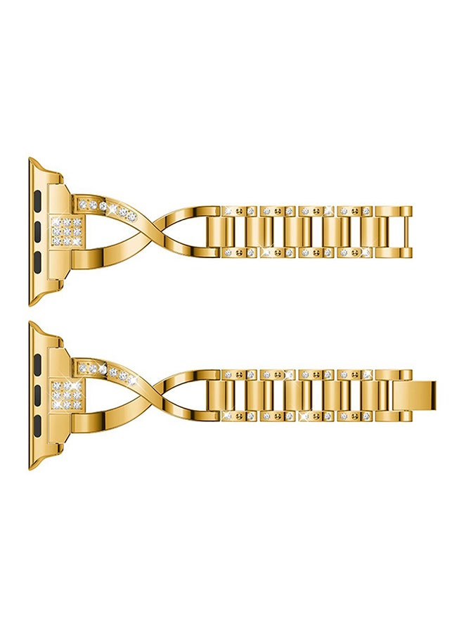 ISank Replacement Bling Strap X-Link For Apple Watch Nike+/Series 1/2/3/Sport 42mm Gold - Image 2