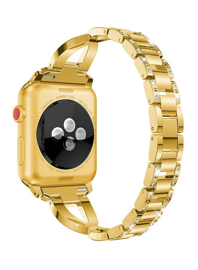 ISank Replacement Bling Strap X-Link For Apple Watch Nike+/Series 1/2/3/Sport 42mm Gold - Image 4