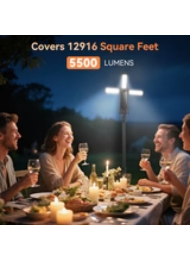 بلو فاير حامل إضاءة قابلة للشحن للرحلات 7 أقدام | إضاءة LED محمولة للعمل بقدرة 5500 لومين، قابلة للتعتيم مع 3 ألوان للضوء (6500K/4500K/3500K)، بطارية 15000mAh، فانوس طوارئ لاسلكي، مع حامل ثلاثي قابل للفصل للاستخدام الخارجي والعمل والطوارئ - Image 4