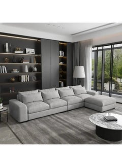 Al Home 5 Seater L-shape Sofa 80x200x90x300 Cm - Grey Linen  - Image 1