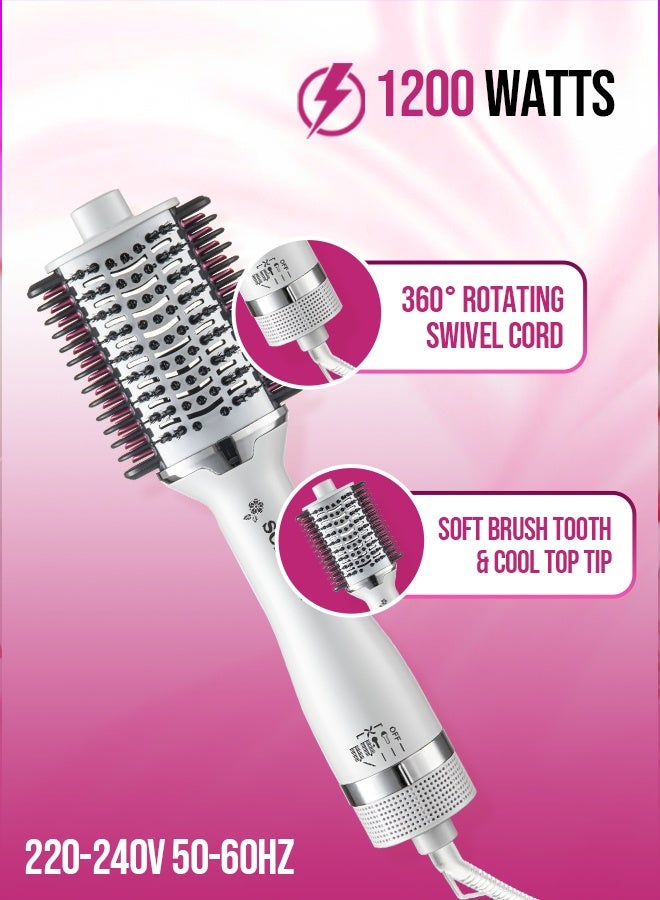 SONASHI 3-in-1 Hot Air Brush with Ceramic Oval Barrel| LED Straightener Indicator & PTC Fast-Heat Comb | 2 Heat & 2 Speed Settings | 1200W DC Motor | 360° Swivel Cord & Soft Brush Bristles for Smooth, Voluminous Styling | SHS-2094 White - Image 5
