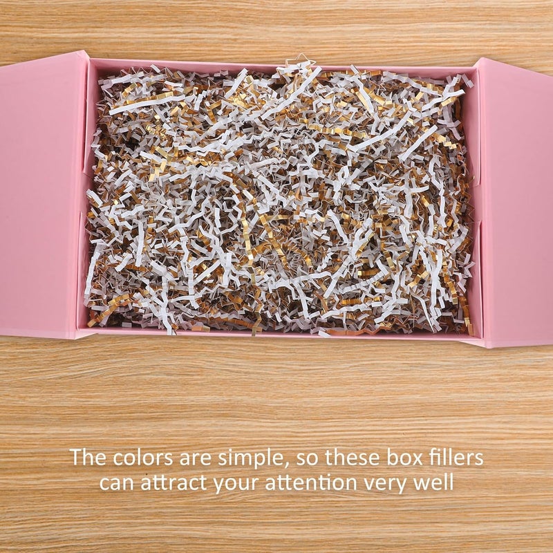 Yardenfun Gold and Silver Raffia Paper Shreds 100g Pack, 5pcs Crinkle Cut Basket Filler and Packaging Box Stuffing for Wrapping, Party Decorations, and DIY Packaging Supplies - Image 3