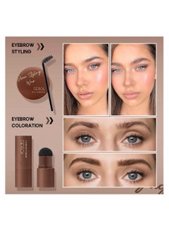 DEROL Brow Kit Eyebrow Stamp Stencil Kits Palette Pac Set,Eyebrow Powder+Styling Wax+20* Shape Stencils+2* Brushes,Color Contour,More Defines,Thicker,Easy To Colour, Long Lasting Waterproof 01#Dark Brown  - Image 4