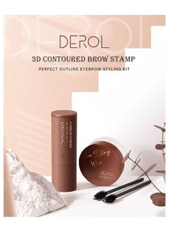 DEROL Brow Kit Eyebrow Stamp Stencil Kits Palette Pac Set,Eyebrow Powder+Styling Wax+20* Shape Stencils+2* Brushes,Color Contour,More Defines,Thicker,Easy To Colour, Long Lasting Waterproof 01#Dark Brown  - Image 5