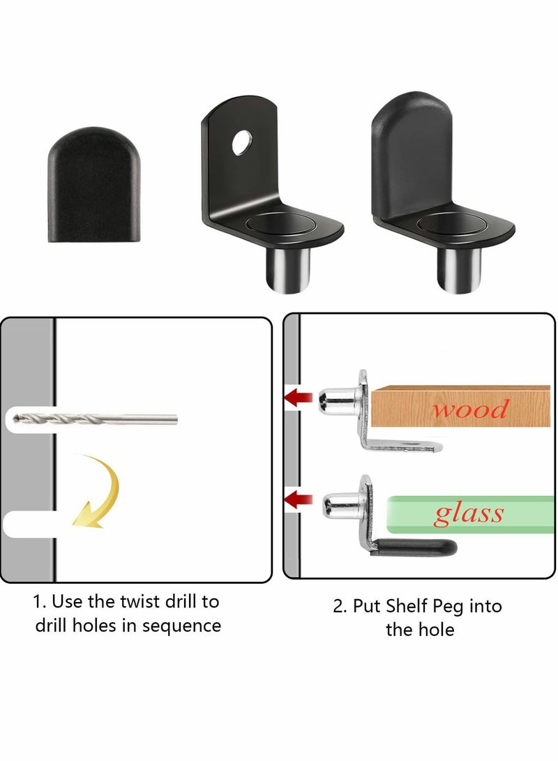 SYOSI L-Shelf Support Pegs, Plated Steel 1/4" L-Shaped Bracket Style Cabinet Shelf Support Pegs with Rubber Sleeve, for Kitchens Support and Shelves (Black-50pcs) - Image 4