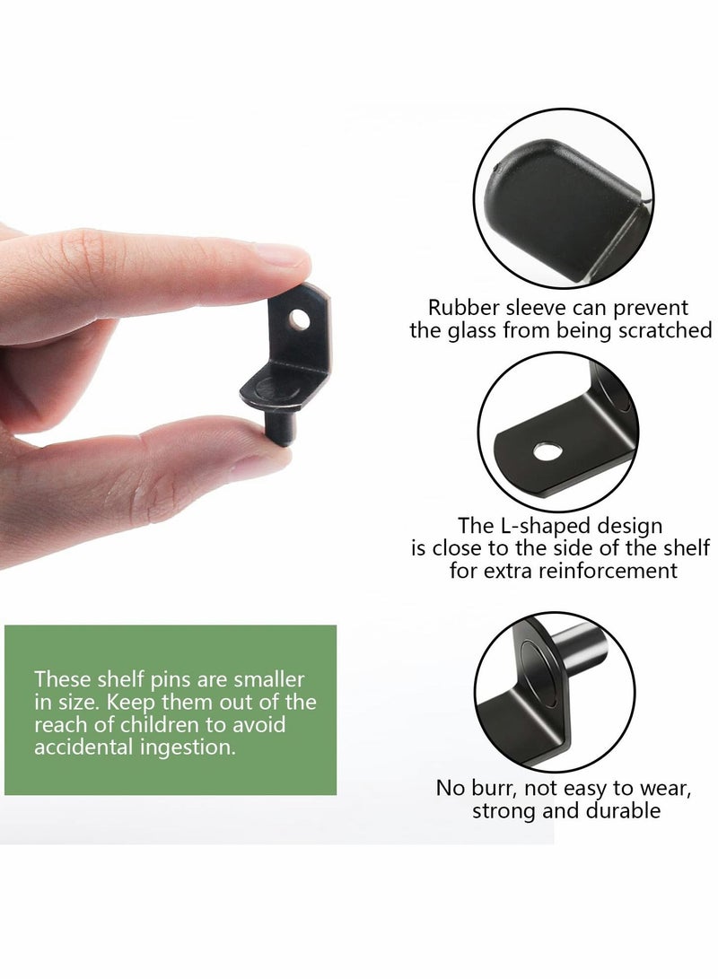 SYOSI L-Shelf Support Pegs, Plated Steel 1/4" L-Shaped Bracket Style Cabinet Shelf Support Pegs with Rubber Sleeve, for Kitchens Support and Shelves (Black-50pcs) - Image 2