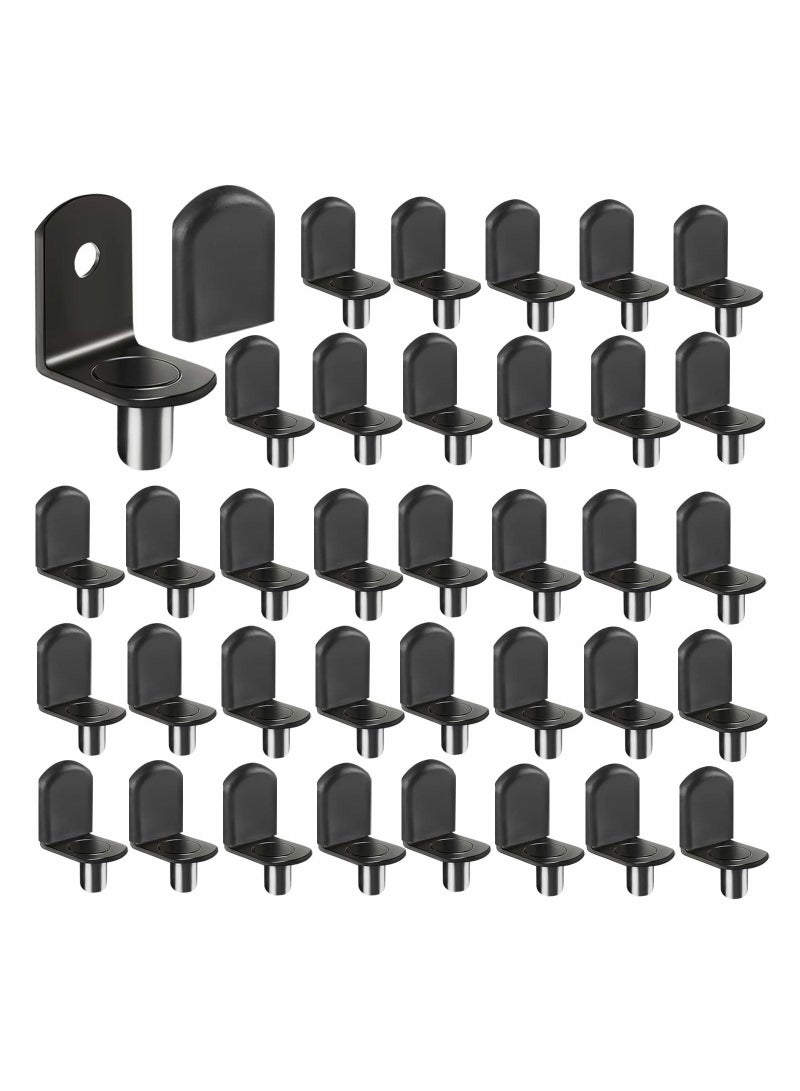 SYOSI L-Shelf Support Pegs, Plated Steel 1/4" L-Shaped Bracket Style Cabinet Shelf Support Pegs with Rubber Sleeve, for Kitchens Support and Shelves (Black-50pcs) - Image 1
