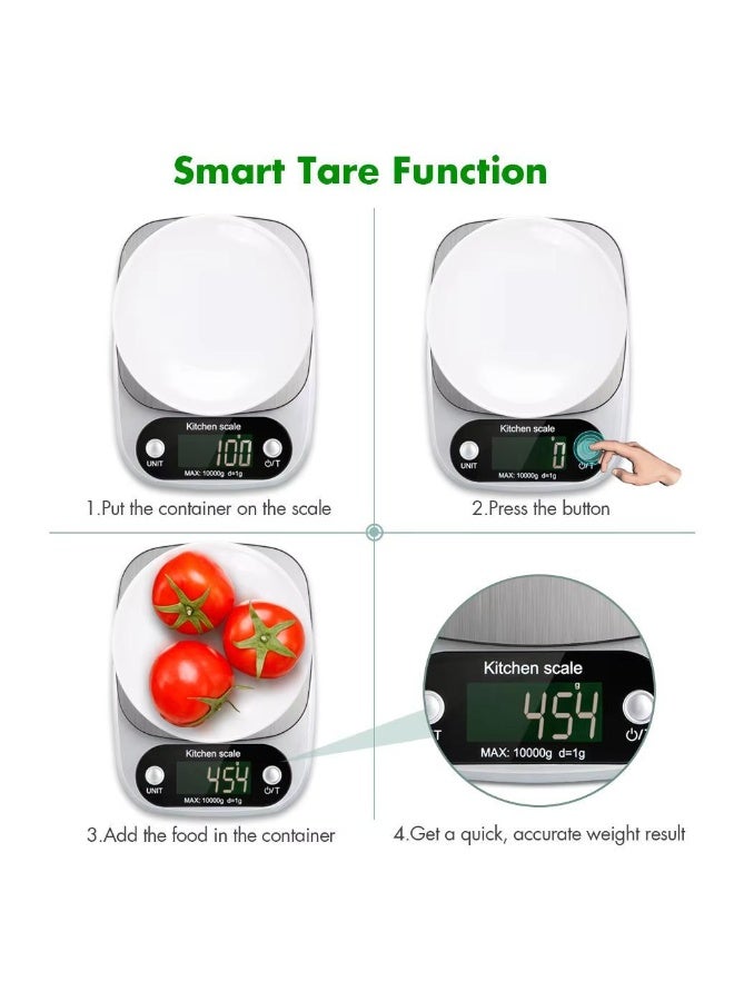 HOMESTAR 10kg/1g Stainless Steel Digital Scale - High Precision Kitchen Scale for Baking & Cooking, Food Safe Electronic Weight Scale with LCD Display - Image 4