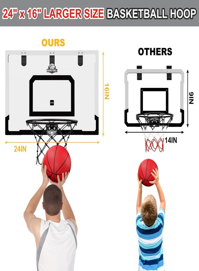 HYES 24" x 16" Large Basketball Hoop Indoor for Adults, Over The Door Basketball Hoop with Sturdy Backboard, Big Basketball Toys Gifts Ideas for Man Kids Teens Boys Girls, Black - Image 2