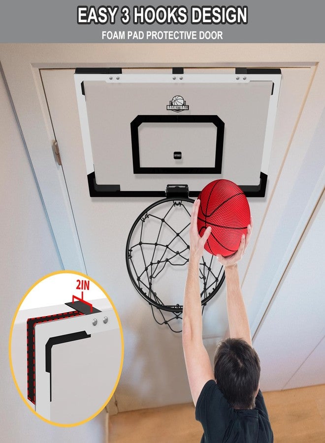 HYES 24" x 16" Large Basketball Hoop Indoor for Adults, Over The Door Basketball Hoop with Sturdy Backboard, Big Basketball Toys Gifts Ideas for Man Kids Teens Boys Girls, Black - Image 3