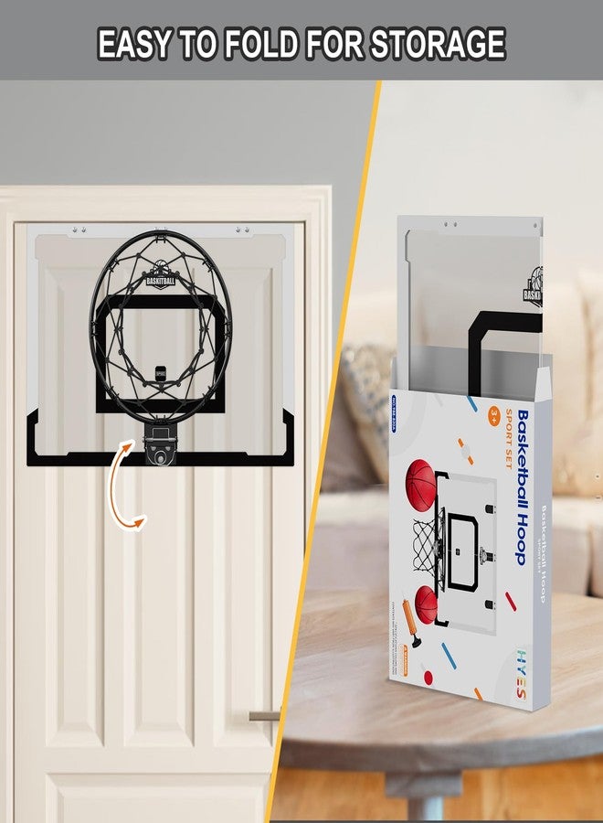 HYES 24" x 16" Large Basketball Hoop Indoor for Adults, Over The Door Basketball Hoop with Sturdy Backboard, Big Basketball Toys Gifts Ideas for Man Kids Teens Boys Girls, Black - Image 5