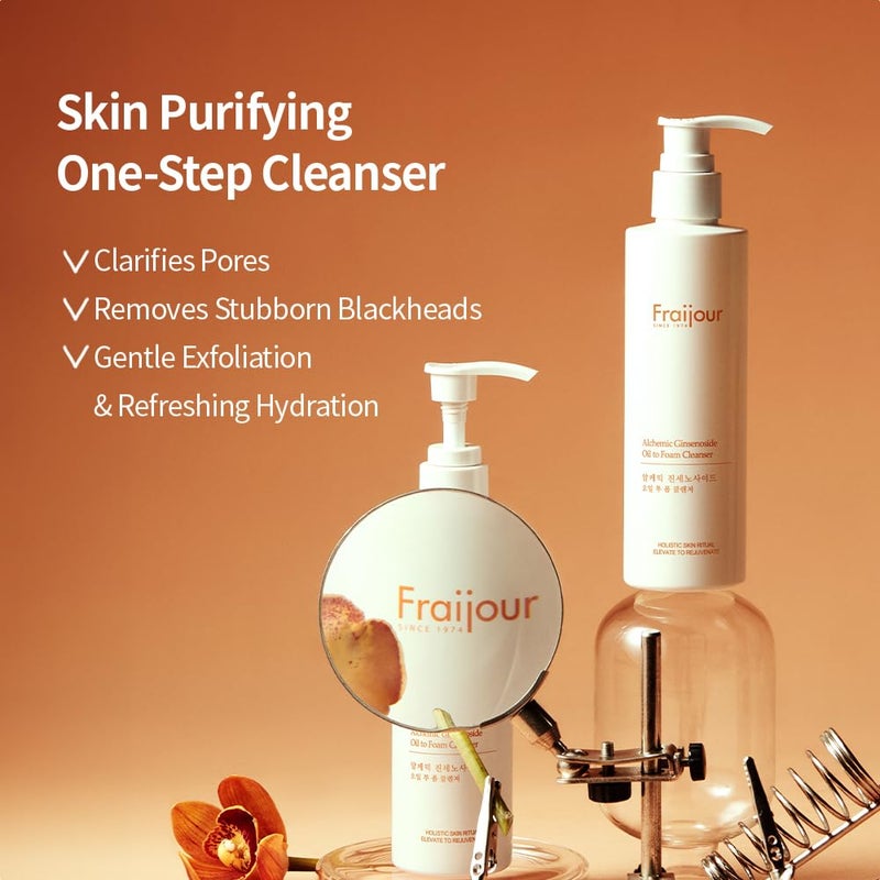 Fraijour Alchemic Ginsenoside Oil to Foam Cleanser â€“ Oil-to-Foam Facial Cleanser with Ginsenoside, PHA & LHA, Gently Removes Makeup & Impurities, Hydrating & Exfoliating, 7.41 oz. - Image 2