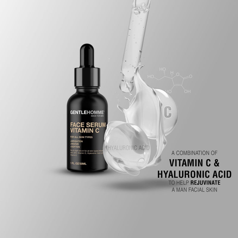 Gentlehomme - Vitamin C Face Serum - Menâ€™s Facial Serum - With 20% Vitamin C, Hyaluronic Acid & Vitamin E - Helps Brighten, Revive & Soften Skin - Day & Night Serum - All Skin Types - Vegan - 1oz - Image 3