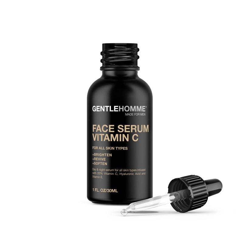 Gentlehomme - Vitamin C Face Serum - Menâ€™s Facial Serum - With 20% Vitamin C, Hyaluronic Acid & Vitamin E - Helps Brighten, Revive & Soften Skin - Day & Night Serum - All Skin Types - Vegan - 1oz - Image 2