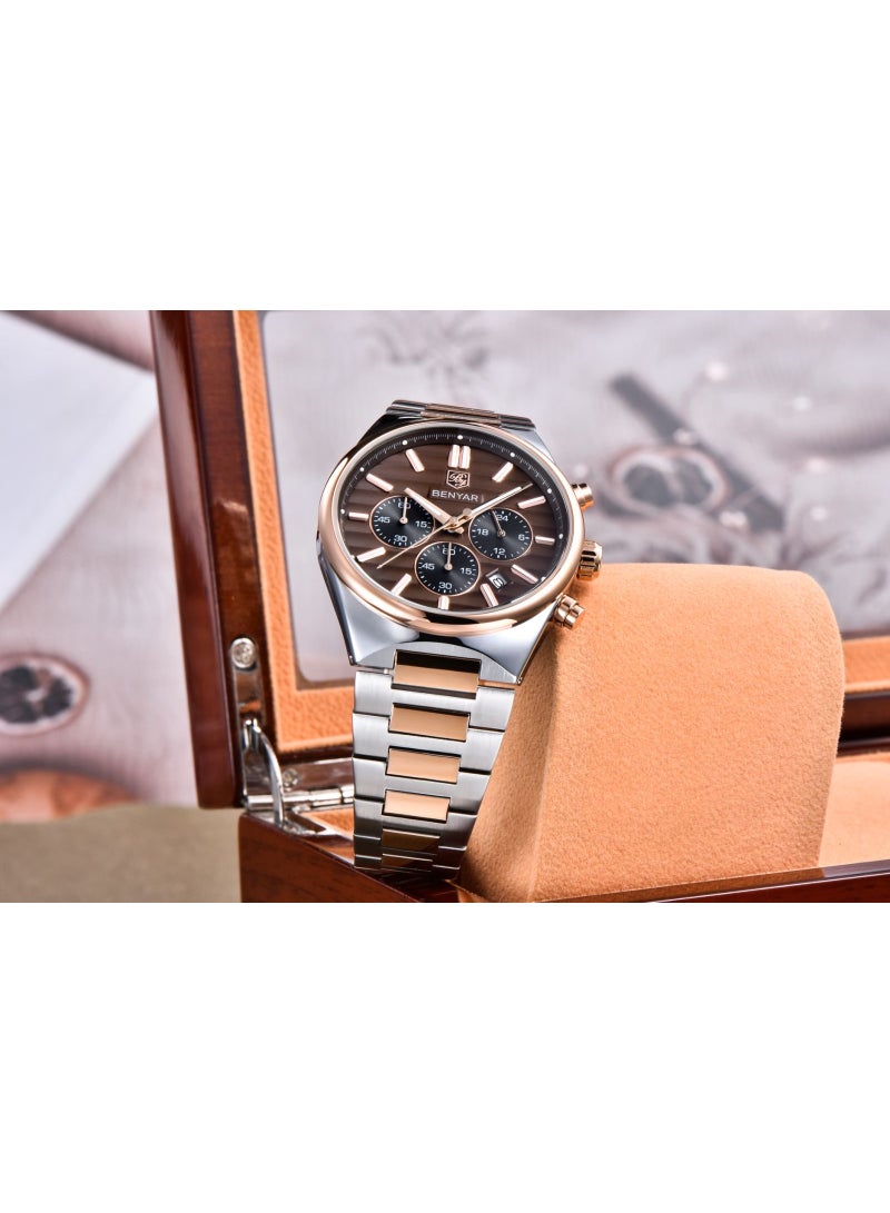 BENYAR Mens Watches Multifunction Chronograph Date Quartz Watch for Men Stainless Steel Band Wrist Watch Gift for Men Casual Business - Image 5