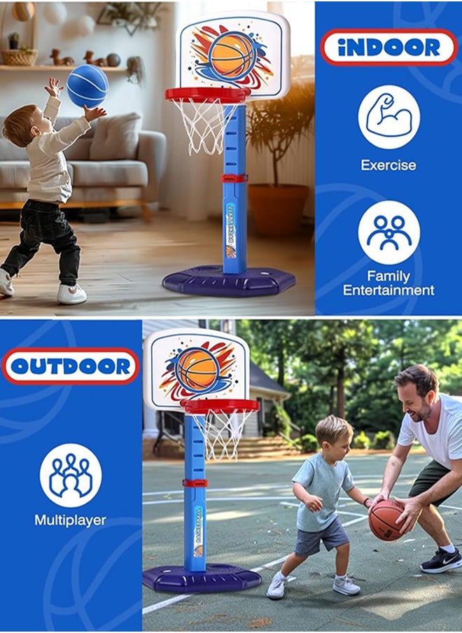 Garlo 4 in 1 Kids Basketball Hoop & Tball Set for Toddlers Indoor Outdoor Play Sports Activity Toys Game Center for kids Adjustable Basketball Hoop for Swimming Pool Toy for Boys Girls 1-8 years old  - Image 4