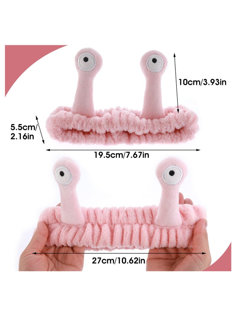 خاجول شريط راس لغسل الوجه، عصابات شعر لراحة اليد والحلزون والمنتجعات الصحية، عصابات راس للمكياج للنساء، عصابة راس مرنة من الصوف المرجاني لطيف، اكسسوارات شعر مبتكرة لغسل الوجه والاستحمام والرياضة(وردي) - Image 2