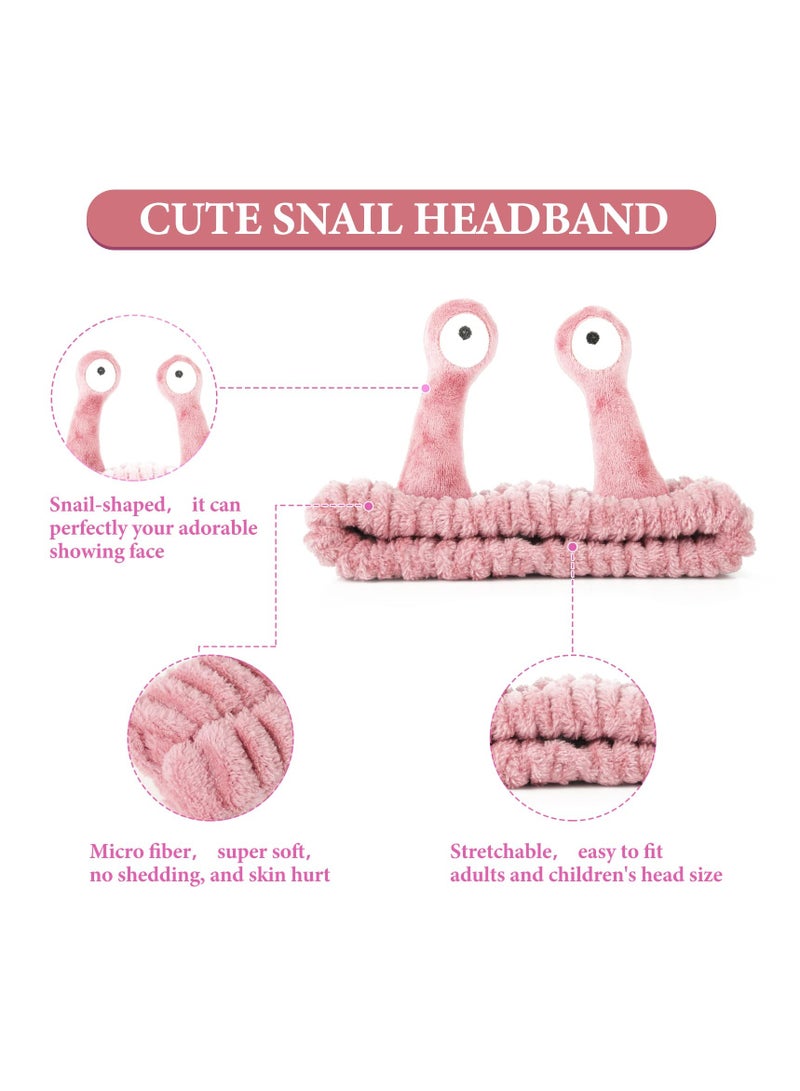 خاجول شريط راس لغسل الوجه، عصابات شعر لراحة اليد والحلزون والمنتجعات الصحية، عصابات راس للمكياج للنساء، عصابة راس مرنة من الصوف المرجاني لطيف، اكسسوارات شعر مبتكرة لغسل الوجه والاستحمام والرياضة(وردي) - Image 3