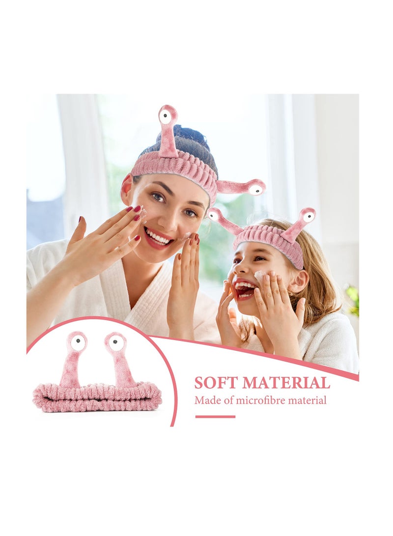 خاجول شريط راس لغسل الوجه، عصابات شعر لراحة اليد والحلزون والمنتجعات الصحية، عصابات راس للمكياج للنساء، عصابة راس مرنة من الصوف المرجاني لطيف، اكسسوارات شعر مبتكرة لغسل الوجه والاستحمام والرياضة(وردي) - Image 5