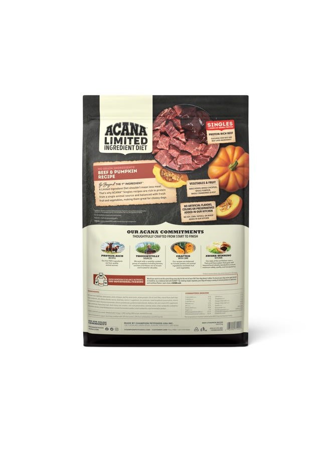 acana طعام جاف للكلاب بمكونات محدودة، وصفة لحم البقر والقرع، طعام جاف خالي من الحبوب، 13 رطل - Image 2
