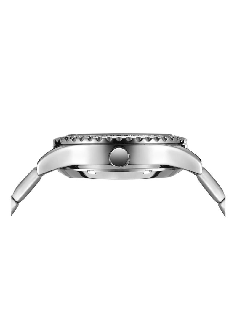 وينر ساعة وينر للرجال ميكانيكية مقاومة للماء لون فضي نقي مع وجه قمر ، وجه ماسي شفاف ، ساعة ستانلس ستيل - Image 5