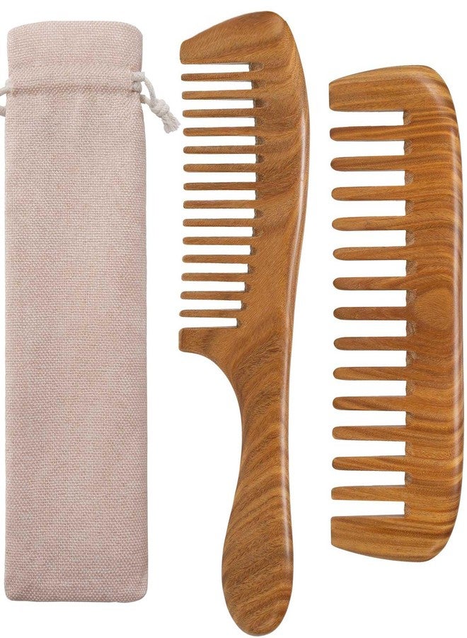 Moreinday Wide Tooth Wooden Comb for Women, Medium Wide Tooth Comb for Curly Hair - 2 Pack - Image 1