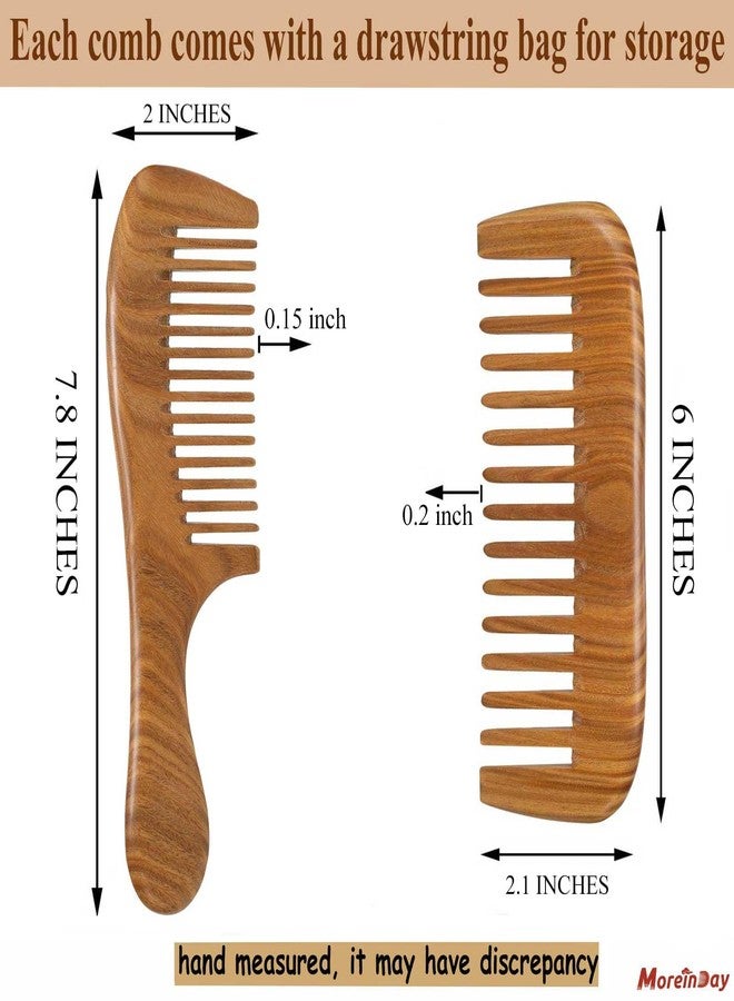 Moreinday Wide Tooth Wooden Comb for Women, Medium Wide Tooth Comb for Curly Hair - 2 Pack - Image 3