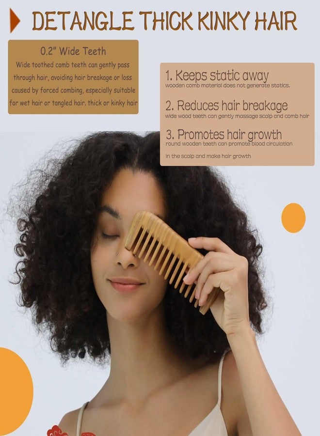 Moreinday Wide Tooth Wooden Comb for Women, Medium Wide Tooth Comb for Curly Hair - 2 Pack - Image 5