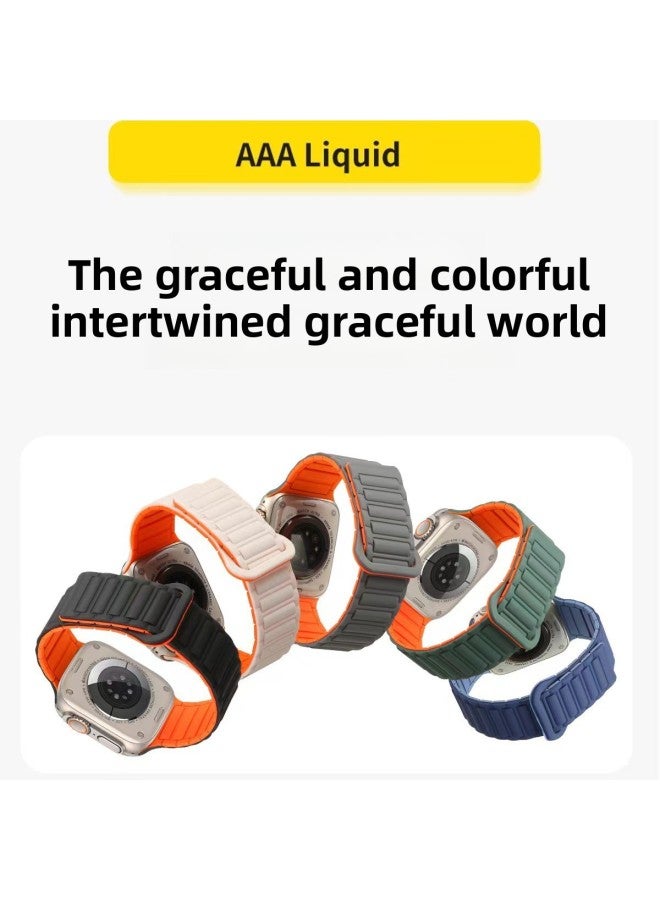 Loquat Suitable For Iwatch Strap, Freely Adjustable Magnetic Strap, For Applewatch Se8 Generation For Apple Ultra Watch Strap-Color:Brown And Black-Overall Dimensions:42/44/45/49MM 【opp Bag】  - Image 2