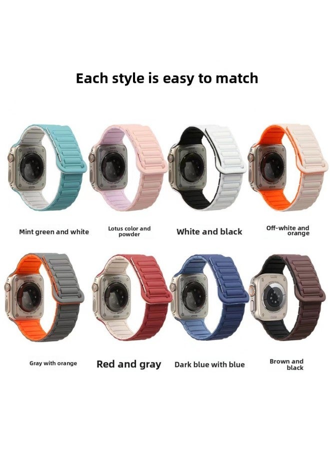Loquat Suitable For Iwatch Strap, Freely Adjustable Magnetic Strap, For Applewatch Se8 Generation For Apple Ultra Watch Strap-Color:Brown And Black-Overall Dimensions:42/44/45/49MM 【opp Bag】  - Image 5