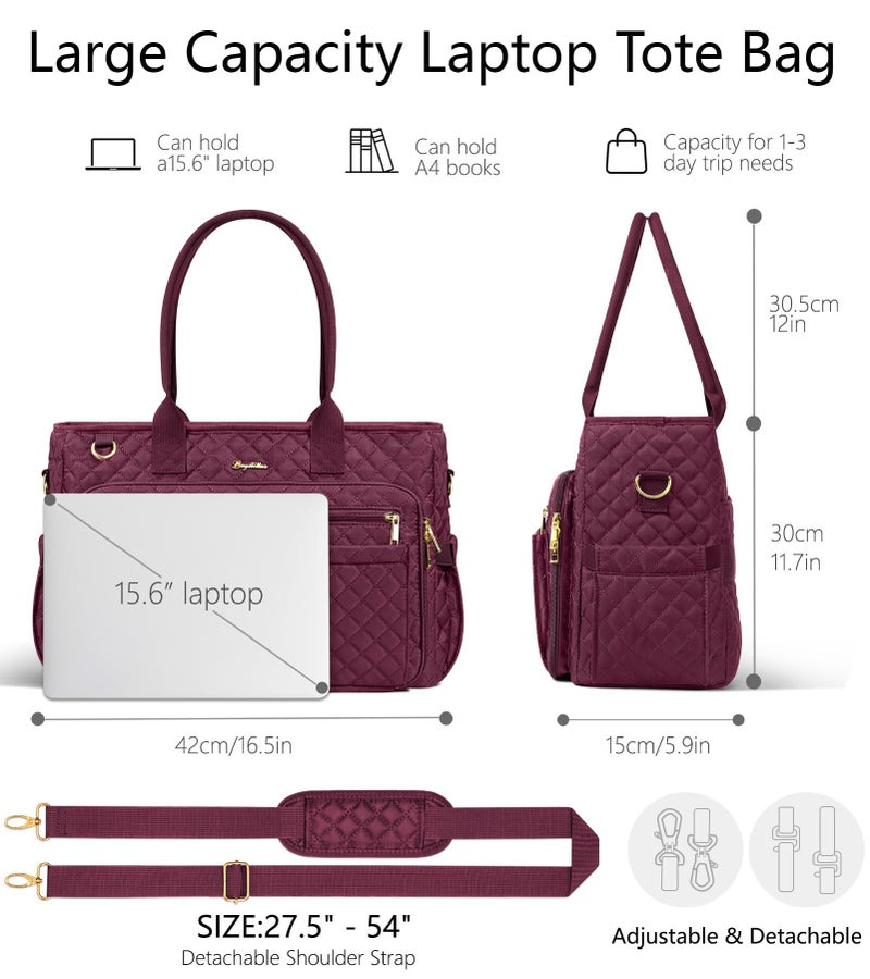 Bagstellar Teacher Tote Bags for Women, 15.6 inch Laptop Work Tote Nurse Bible Bag With Large Cup Holder & Insulated Pocket Quilted Shoulder Handbag Laptop Briefcase for Work, Daily, School, Travel, Gifts - Image 4