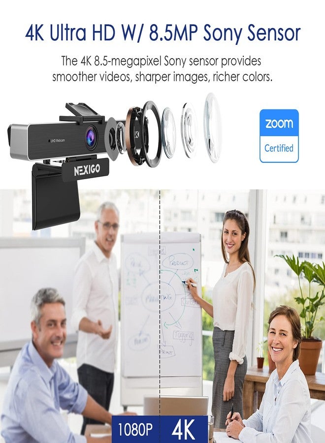 نيكسيجو كاميرا ويب NexiGo Zoom المعتمدة، N950P بدقة 4K قابلة للتكبير، مزودة بجهاز تحكم عن بُعد وبرنامج تحكم، ومستشعر Sony Starvis، وتكبير رقمي 5x، وميكروفونين ستيريو مزدوجين، متوافقة مع Zoom وSkype وTeams وTwitch - Image 2