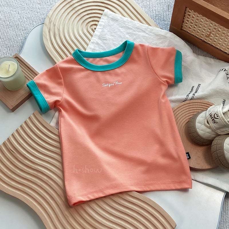 New Girls Short-Sleeved T-Shirt Modal Fashionable Kidsren's Half-Sleeved T-Shirt Baby Girl Bottoming Shirt Z013 - Image 1