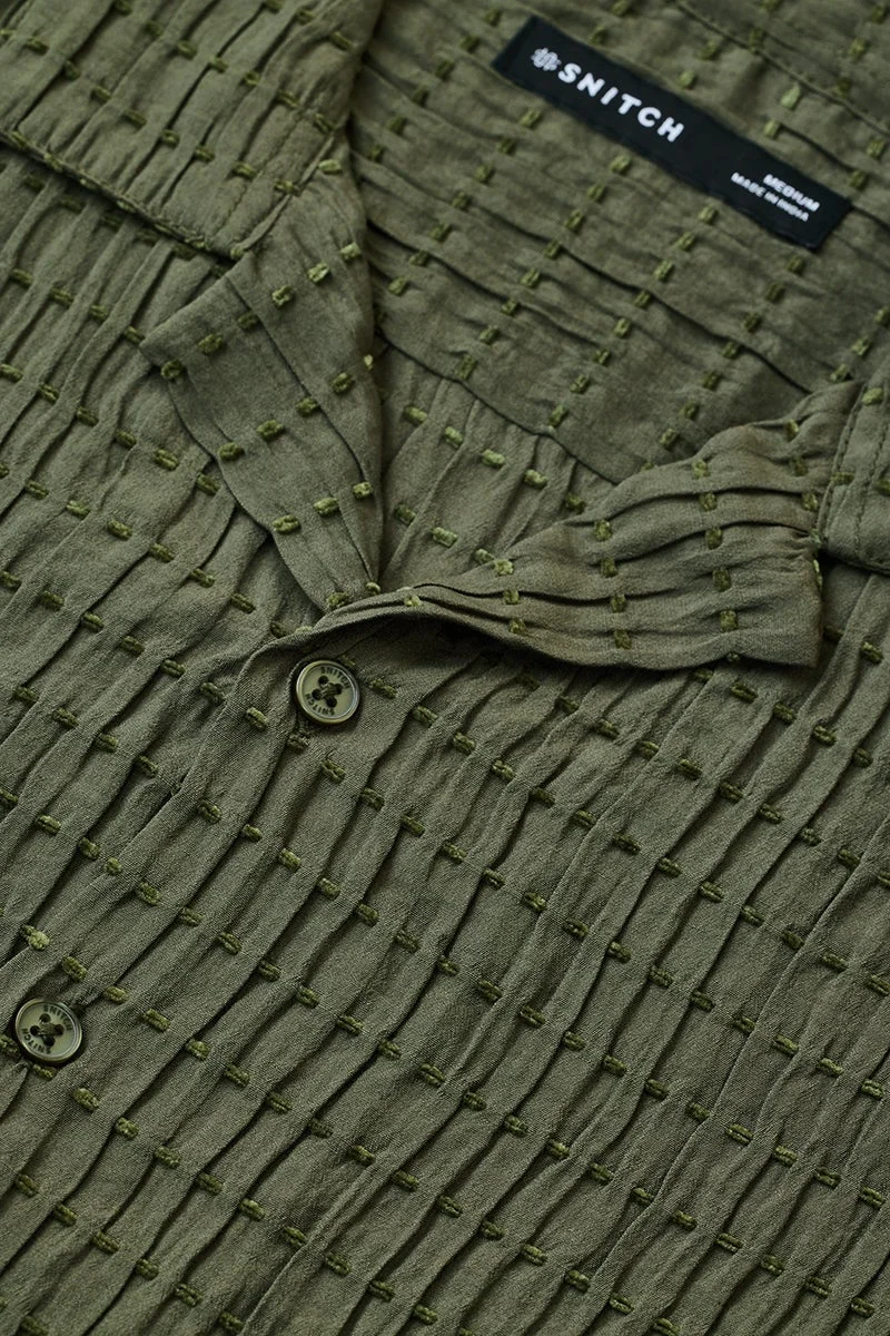 SNITCH Green Self-Design Box Fit Shirt for Men | Best Price UAE