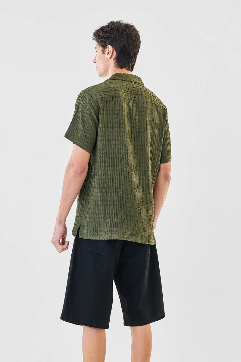 SNITCH Green Self-Design Box Fit Shirt for Men | Best Price UAE