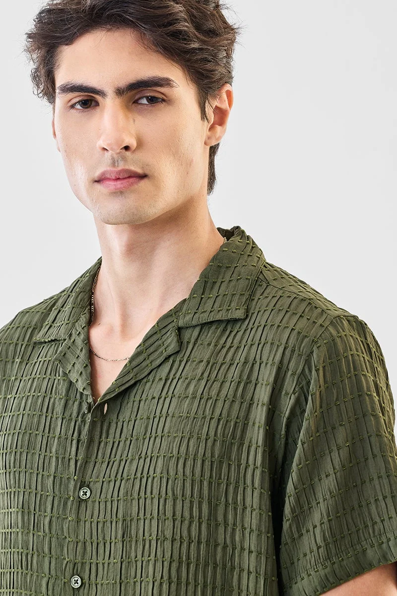 SNITCH Green Self-Design Box Fit Shirt for Men | Best Price UAE