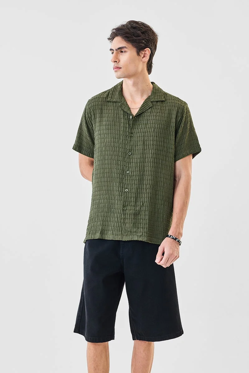 SNITCH Green Self-Design Box Fit Shirt for Men | Best Price UAE
