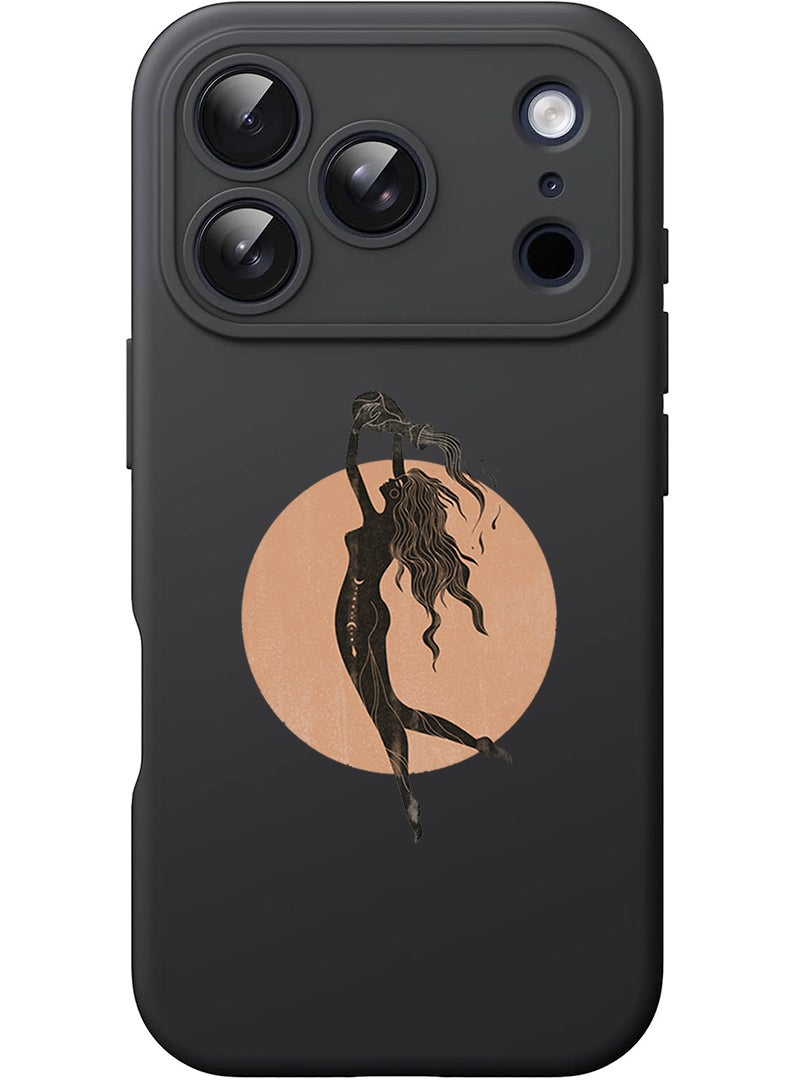 Theodor Protective Slim Fit Case Liquid Silicone Cover with Full Body Protection Anti-Scratch Shockproof Case For Apple iPhone 17 Pro (Black) Aquarius - Image 1